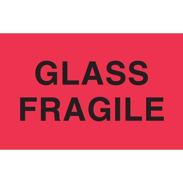 Decker Tape Products Label, DL2442, GLASS FRAGILE, 3" X 5" DL2442